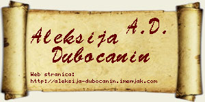 Aleksija Dubočanin vizit kartica